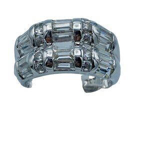 ADI Sterling Silver Stacked Baguette Cubic Zirconia Ring Size 5.75 Designer